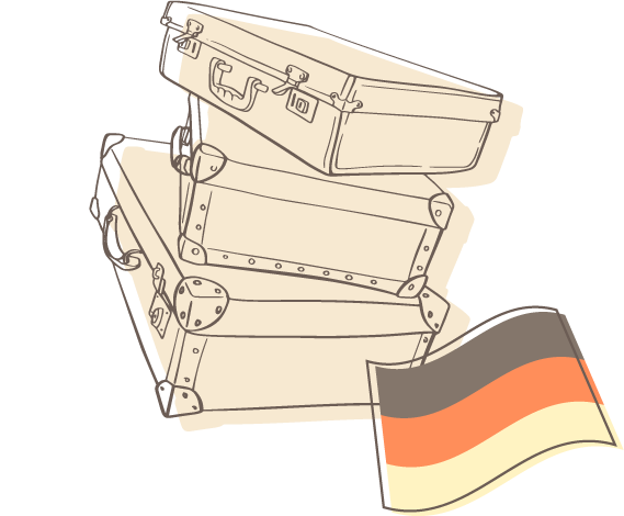 旅行カバンとドイツ国旗